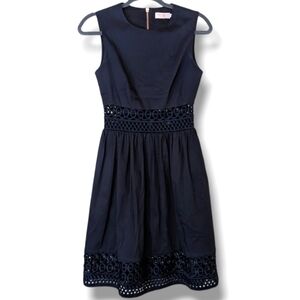 Ted Baker London Navy Blue Dayzey Fit & Flare Dress size TB 0 US 2 UK 6